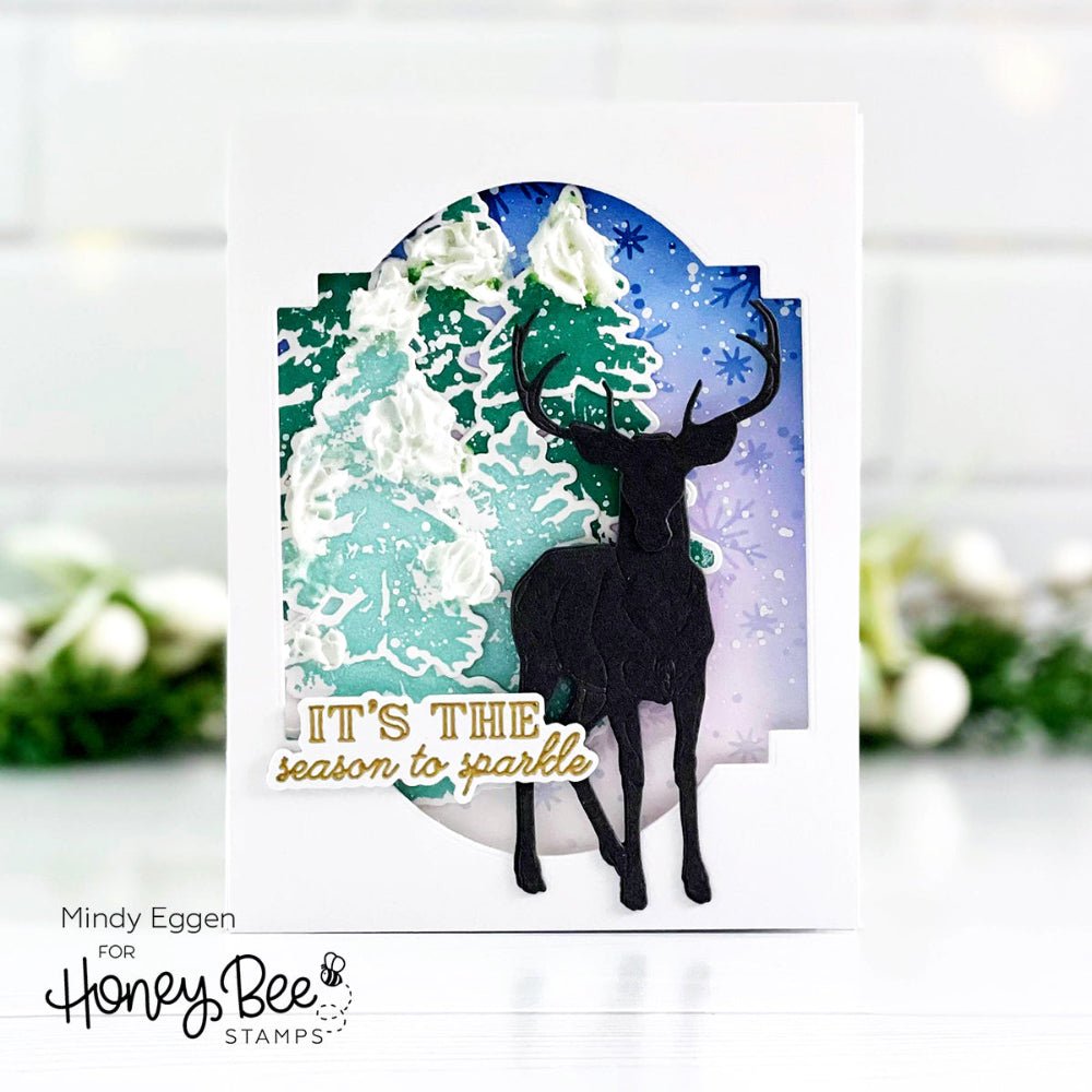 Watercolor Pines - 5x6 Photopolymer Stamp Set - Honey Bee Stamps