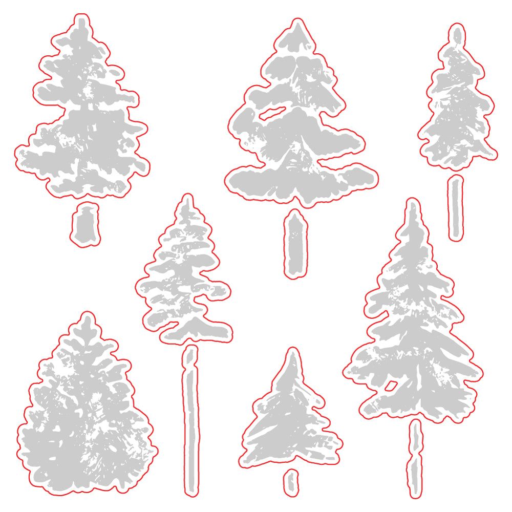 Watercolor Pines - Honey Cuts - Coordinating Dies - Honey Bee Stamps