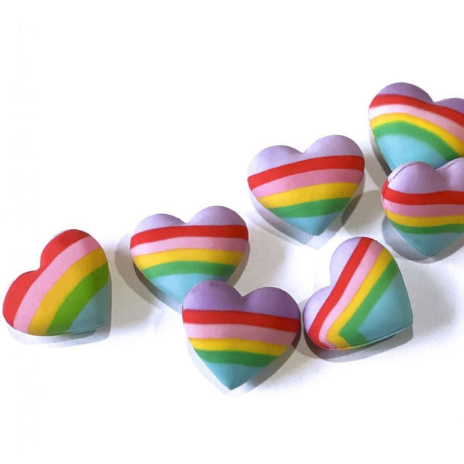 Whole Lotta Love - Set of 5 Sugar Scented Rainbow Hearts Erasers - Honey Bee Stamps