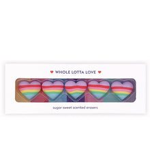 Whole Lotta Love - Set of 5 Sugar Scented Rainbow Hearts Erasers - Honey Bee Stamps