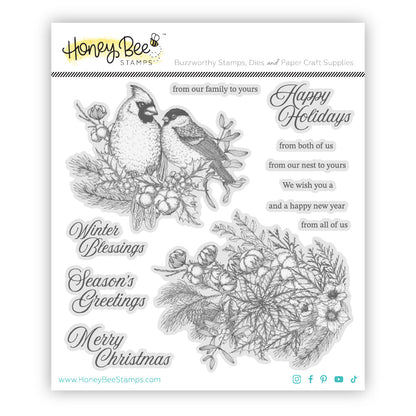 Winter Song - 6"x 6" Rubber Cling Stamp Set - Honey Bee Stamps
