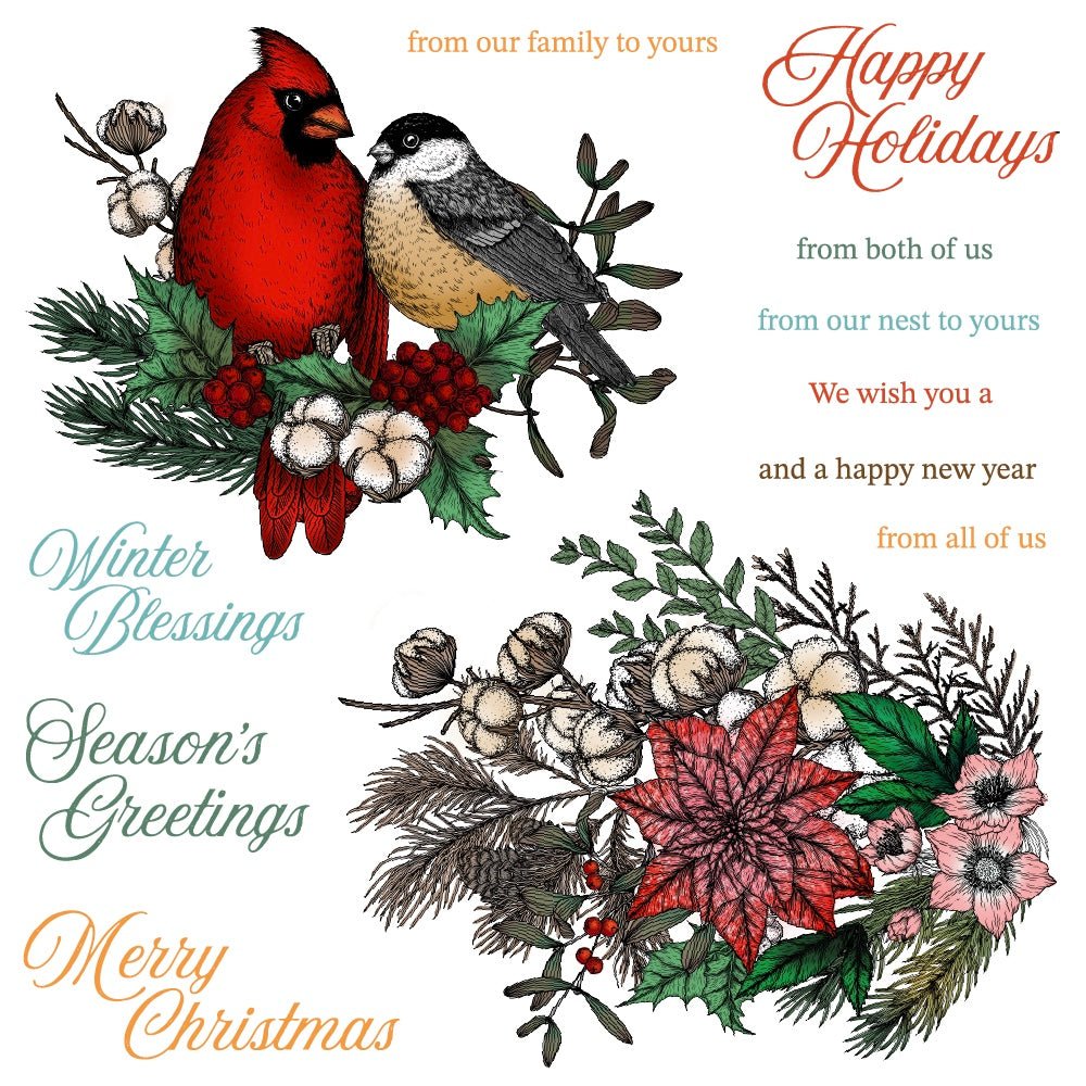 Winter Song - 6"x 6" Rubber Cling Stamp Set - Honey Bee Stamps