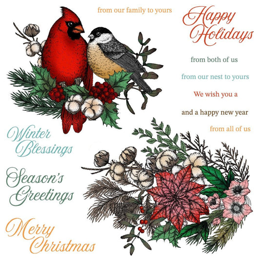 Winter Song - 6"x 6" Rubber Cling Stamp Set - Honey Bee Stamps