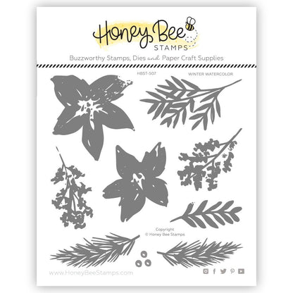 Winter Watercolor - 6x6 Photopolymer Stamp Set - Retiring - Honey Bee Stamps