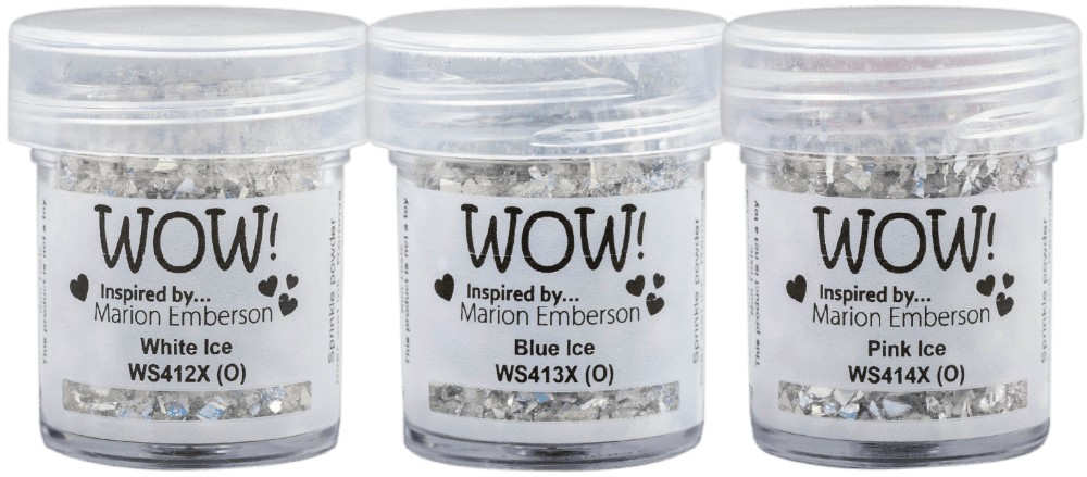 WOW! Glitter Embossing Powder Ice Crystal Trio - Pink, Blue, White Sparkle - Honey Bee Stamps