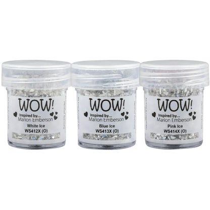 WOW! Glitter Embossing Powder Ice Crystal Trio - Pink, Blue, White Sparkle - Honey Bee Stamps