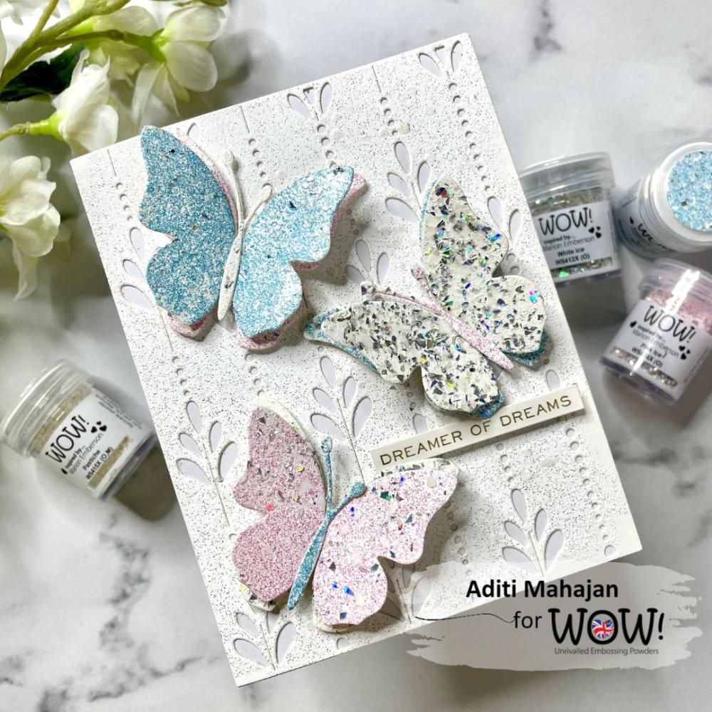 WOW! Glitter Embossing Powder Ice Crystal Trio - Pink, Blue, White Sparkle - Honey Bee Stamps