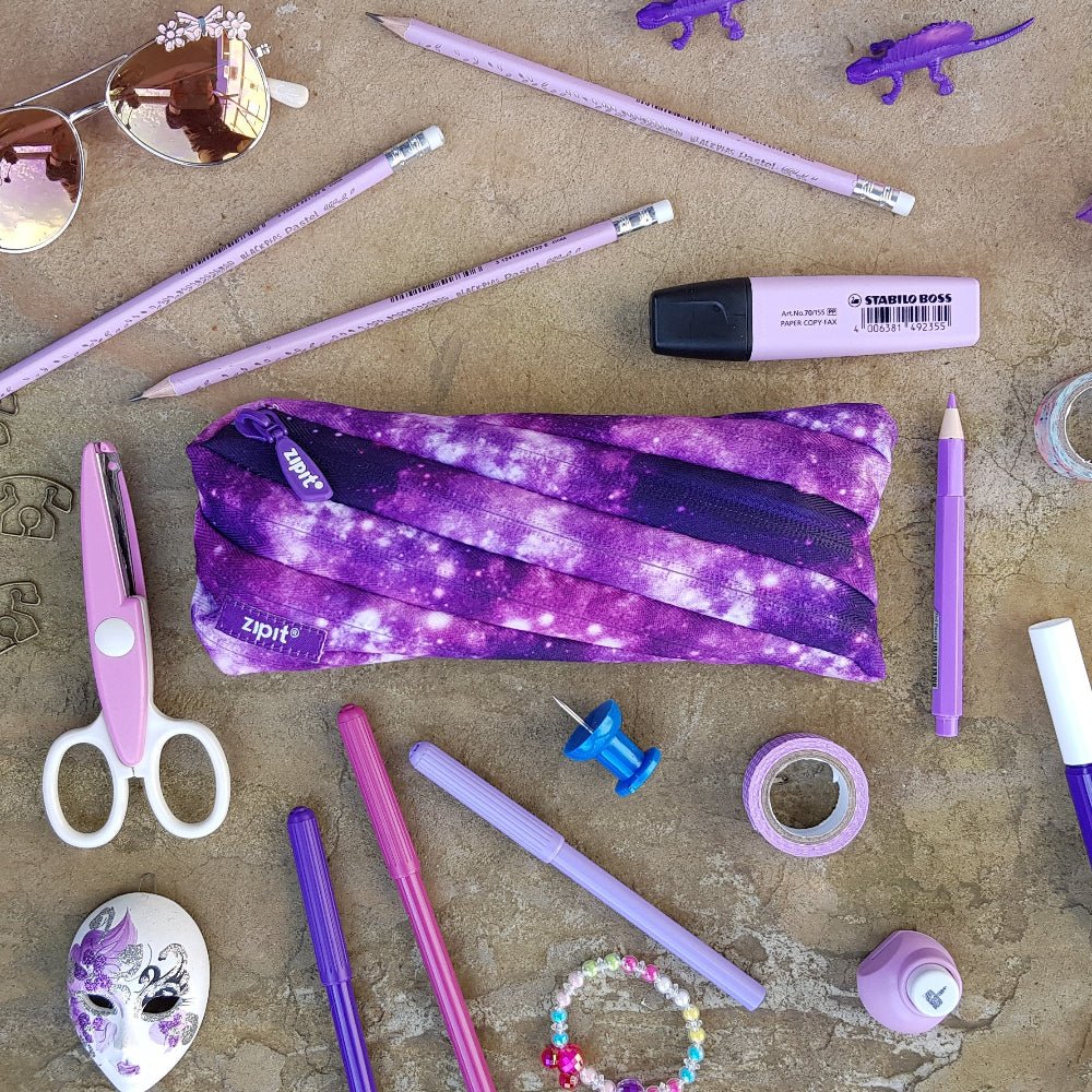 ZIPIT Colorz Pouch & Pencil Case - Purple Galaxy - Honey Bee Stamps