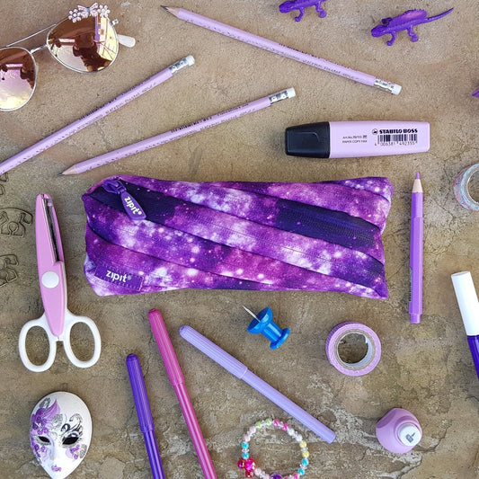ZIPIT Colorz Pouch & Pencil Case - Purple Galaxy - Honey Bee Stamps