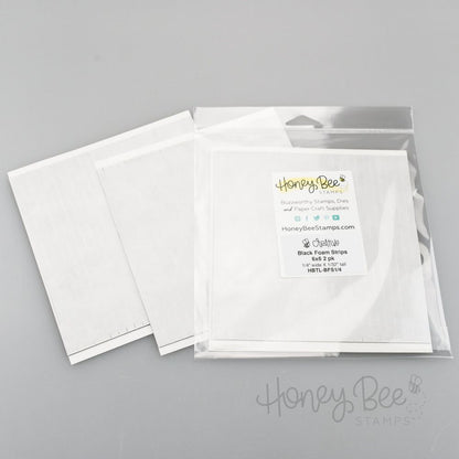 1/4” Black Foam Strips - 6x6” 2pk Sheets - 48 Strips - Honey Bee Stamps