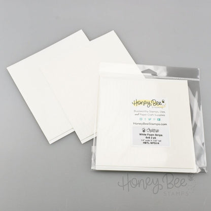 1/4” White Adhesive Foam Strips - 6x6” 2pk Sheets - 48 Strips - Honey Bee Stamps