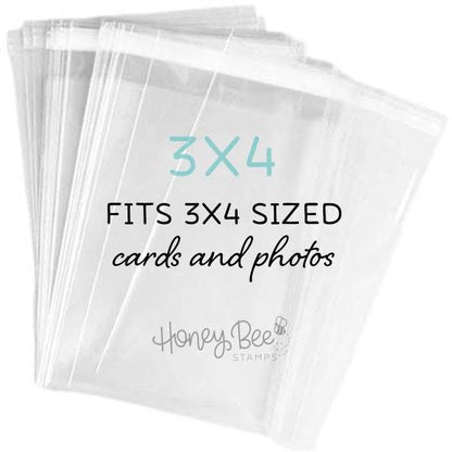 3" x 4" Crystal Clear Cello Bags 100 Pk - Clearance! 3 1/4" x 4 1/8" - Honey Bee Stamps