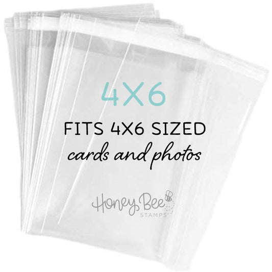 4"x6" Crystal Clear Cello Bags 100 Pk For Cards, Projects and Treats 4 1/4" x 6 1/8" - Honey Bee Stamps
