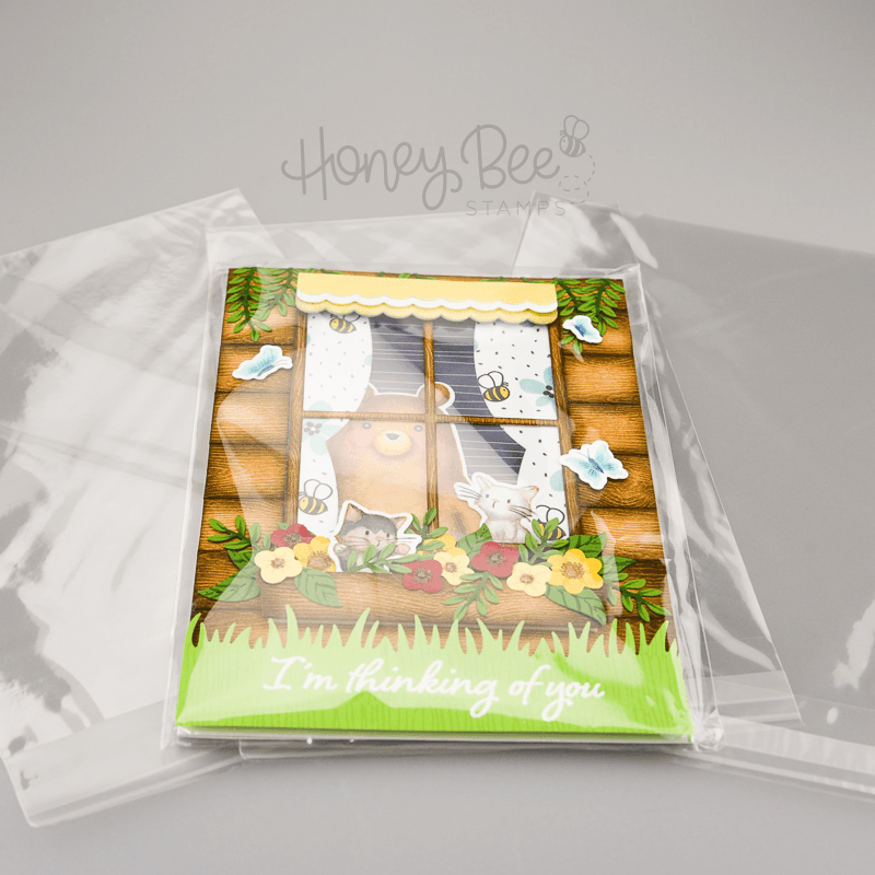 5" x 7" Crystal Clear Cello Bags 100 Pk - A7+ Fits A7 Card and Envelope 5 7/16" x 7 1/4" - Honey Bee Stamps