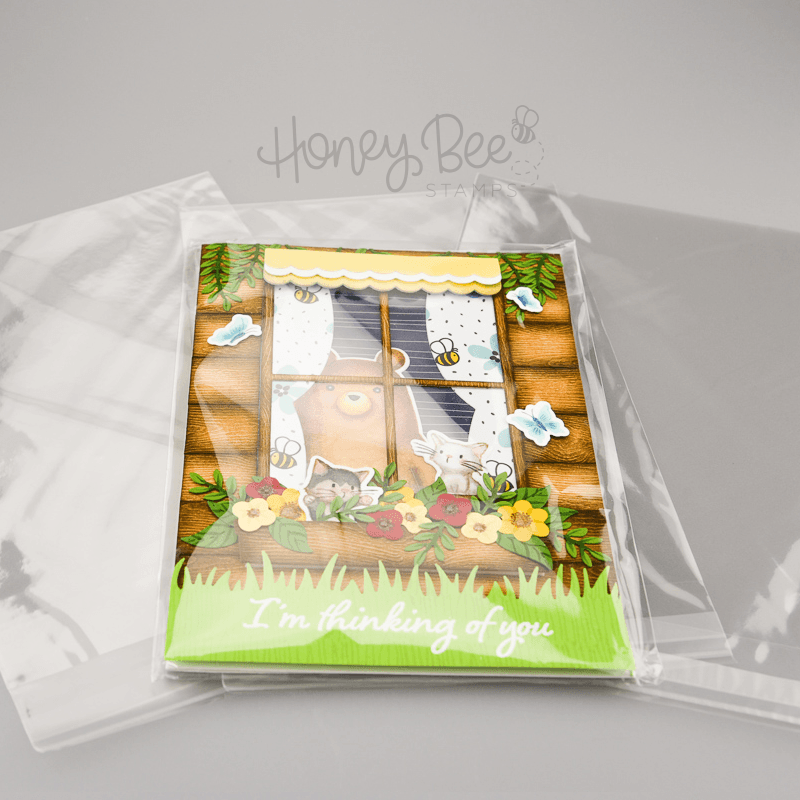 5" x 7" Crystal Clear Cello Bags 100 Pk - A7+ Fits A7 Card and Envelope 5 7/16" x 7 1/4" - Honey Bee Stamps