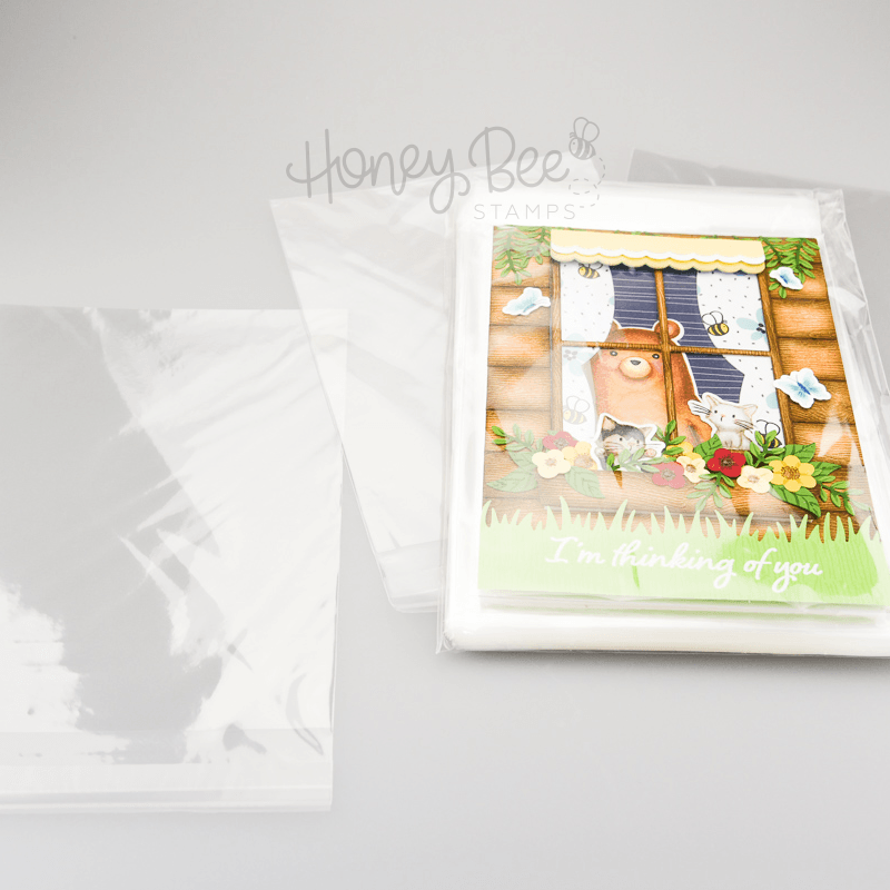 5" x 7" Crystal Clear Cello Bags 100 Pk - A7+ Fits A7 Card and Envelope 5 7/16" x 7 1/4" - Honey Bee Stamps