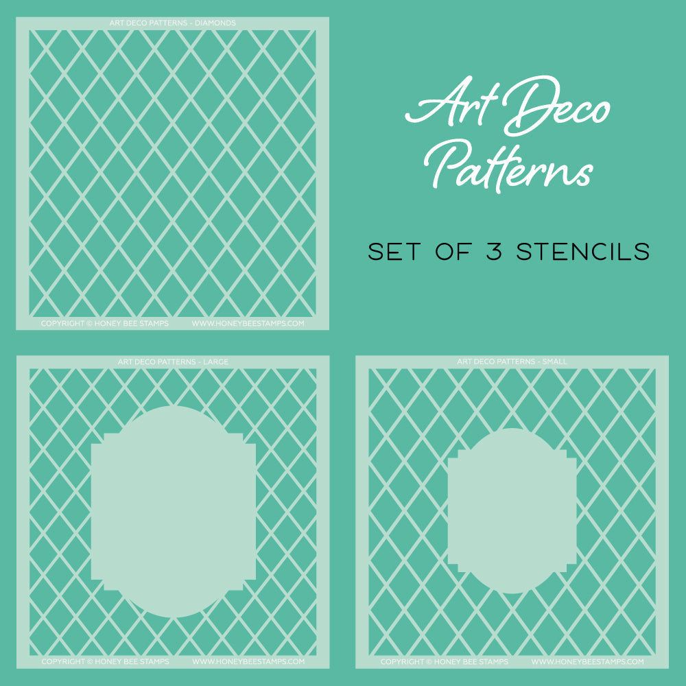 Art Deco Patterns - Set of 3 - 6x6" Stencils - Retiring - Honey Bee Stamps