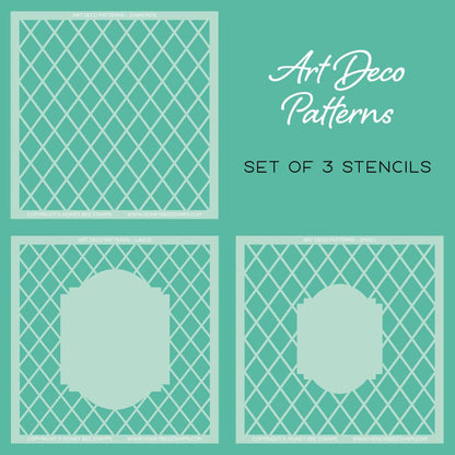 Art Deco Patterns - Set of 3 - 6x6" Stencils - Retiring - Honey Bee Stamps