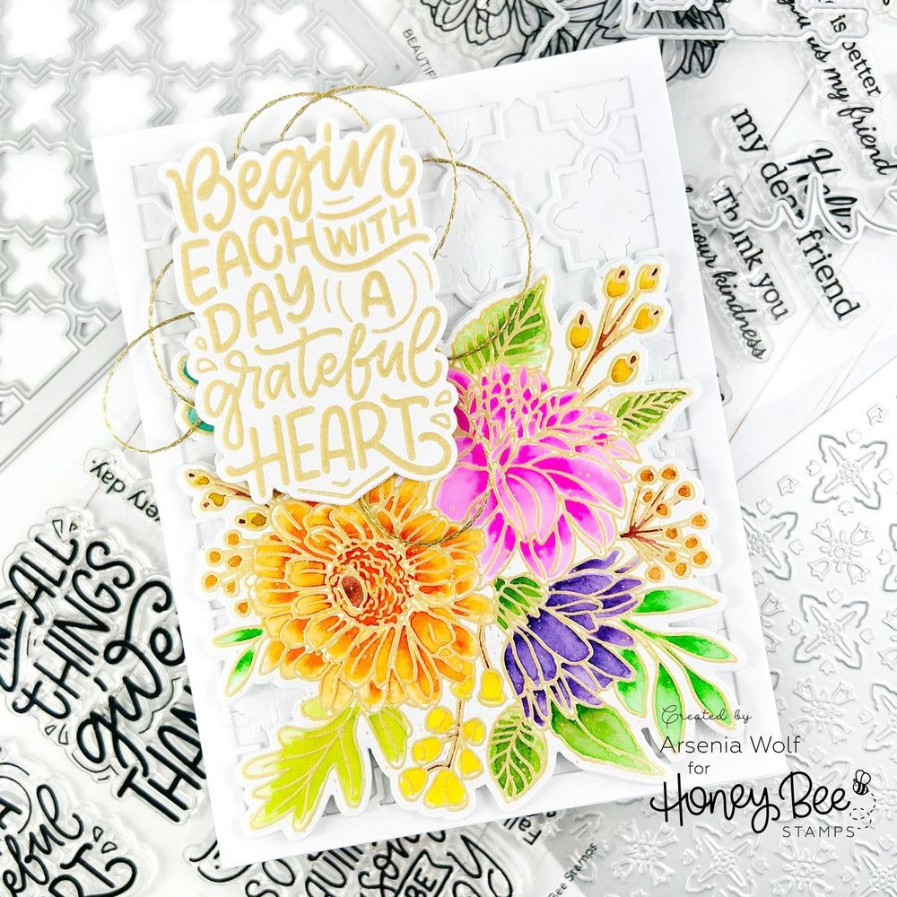 Beautiful Blooms - 6x8 Photopolymer Stamp Set - Honey Bee Stamps