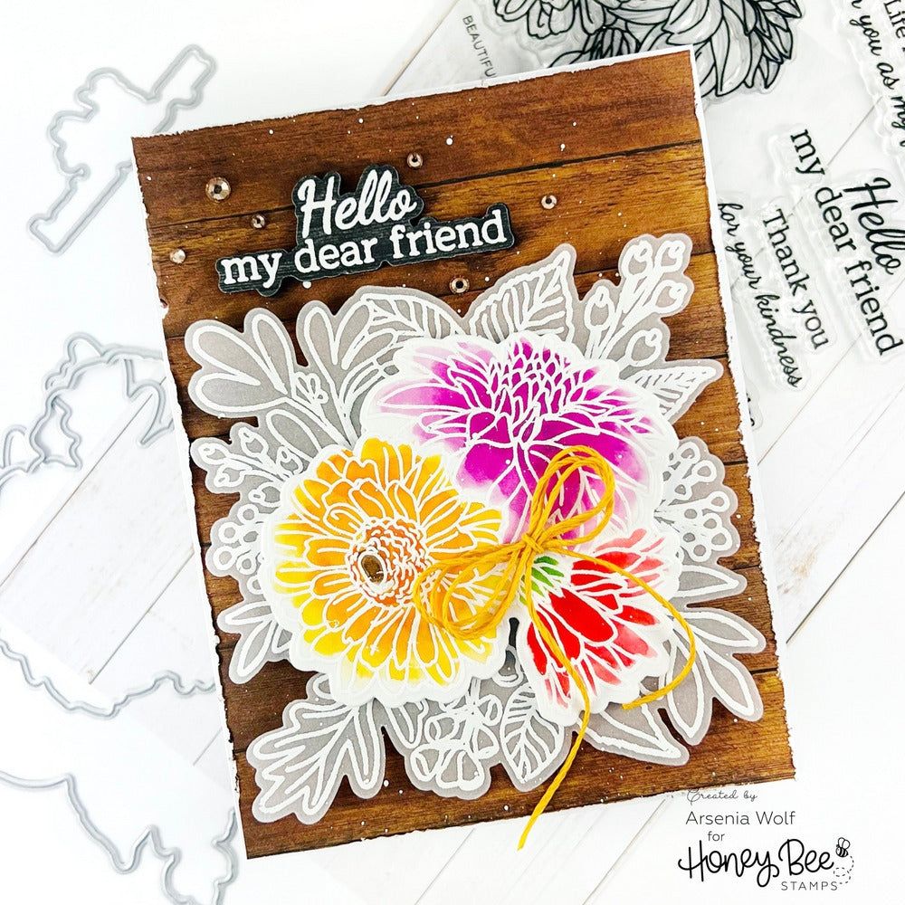 Beautiful Blooms - 6x8 Photopolymer Stamp Set - Honey Bee Stamps