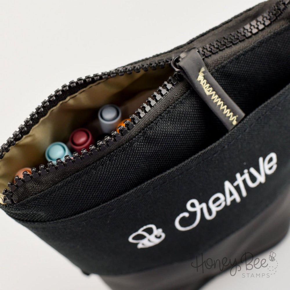 Bee Creative - Black Sliding Storage Pouch for Pens, Markers, Pencils & More - Honey Bee Stamps
