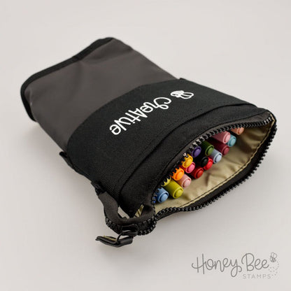 Bee Creative - Black Sliding Storage Pouch for Pens, Markers, Pencils & More - Honey Bee Stamps