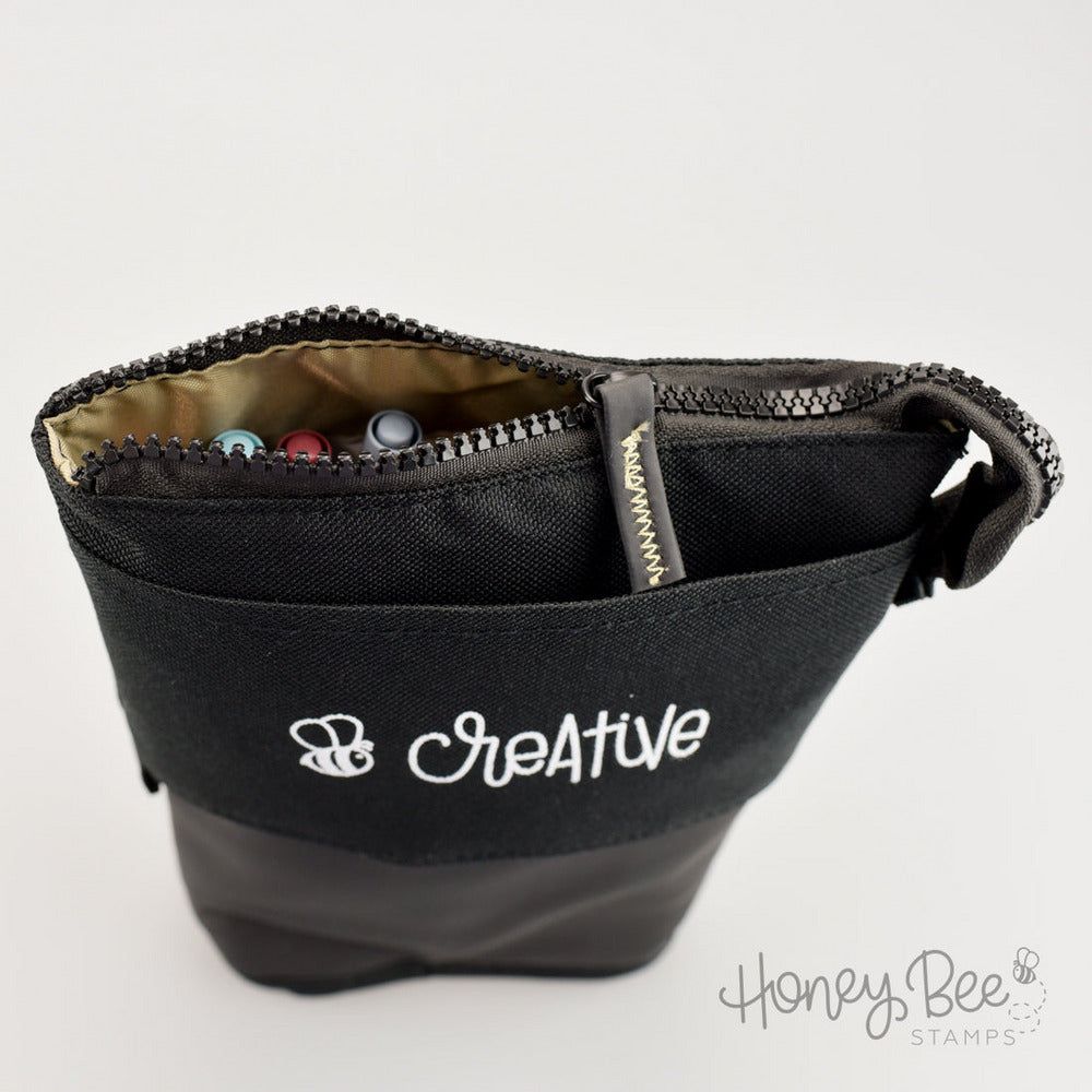 Bee Creative - Black Sliding Storage Pouch for Pens, Markers, Pencils & More - Honey Bee Stamps