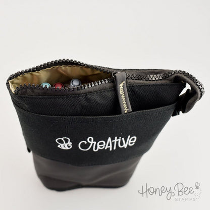 Bee Creative - Black Sliding Storage Pouch for Pens, Markers, Pencils & More - Honey Bee Stamps