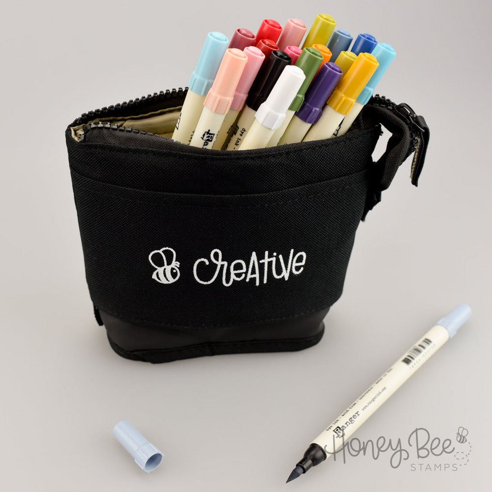 Bee Creative - Black Sliding Storage Pouch for Pens, Markers, Pencils & More - Honey Bee Stamps