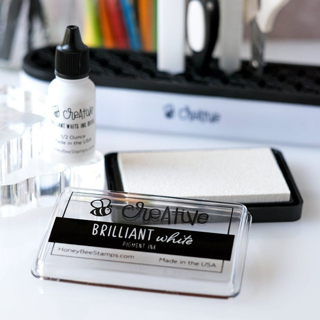 Bee Creative Ink Pad - Brilliant White Pigment Ink - Honey Bee Stamps