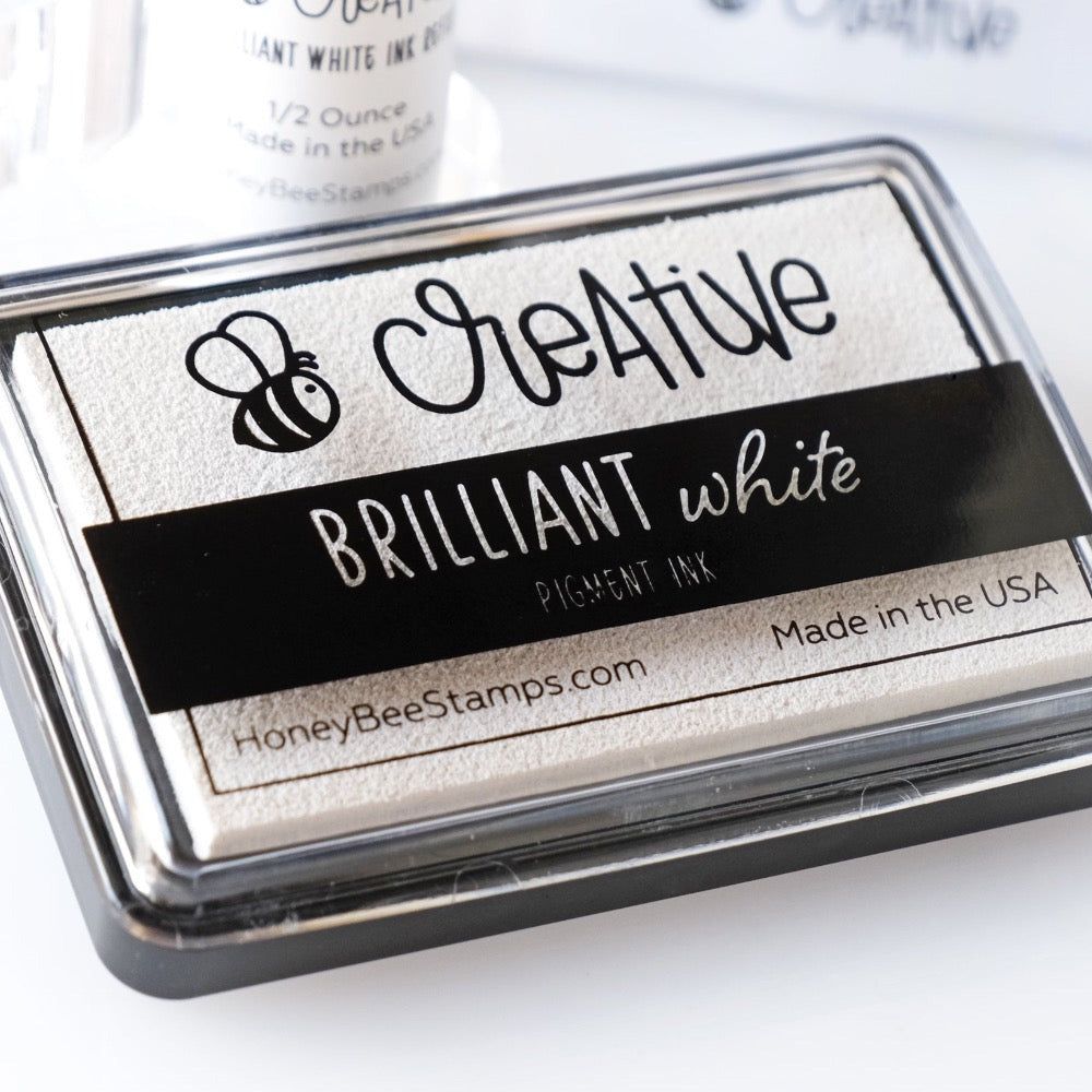 Bee Creative Ink Pad - Brilliant White Pigment Ink - Honey Bee Stamps