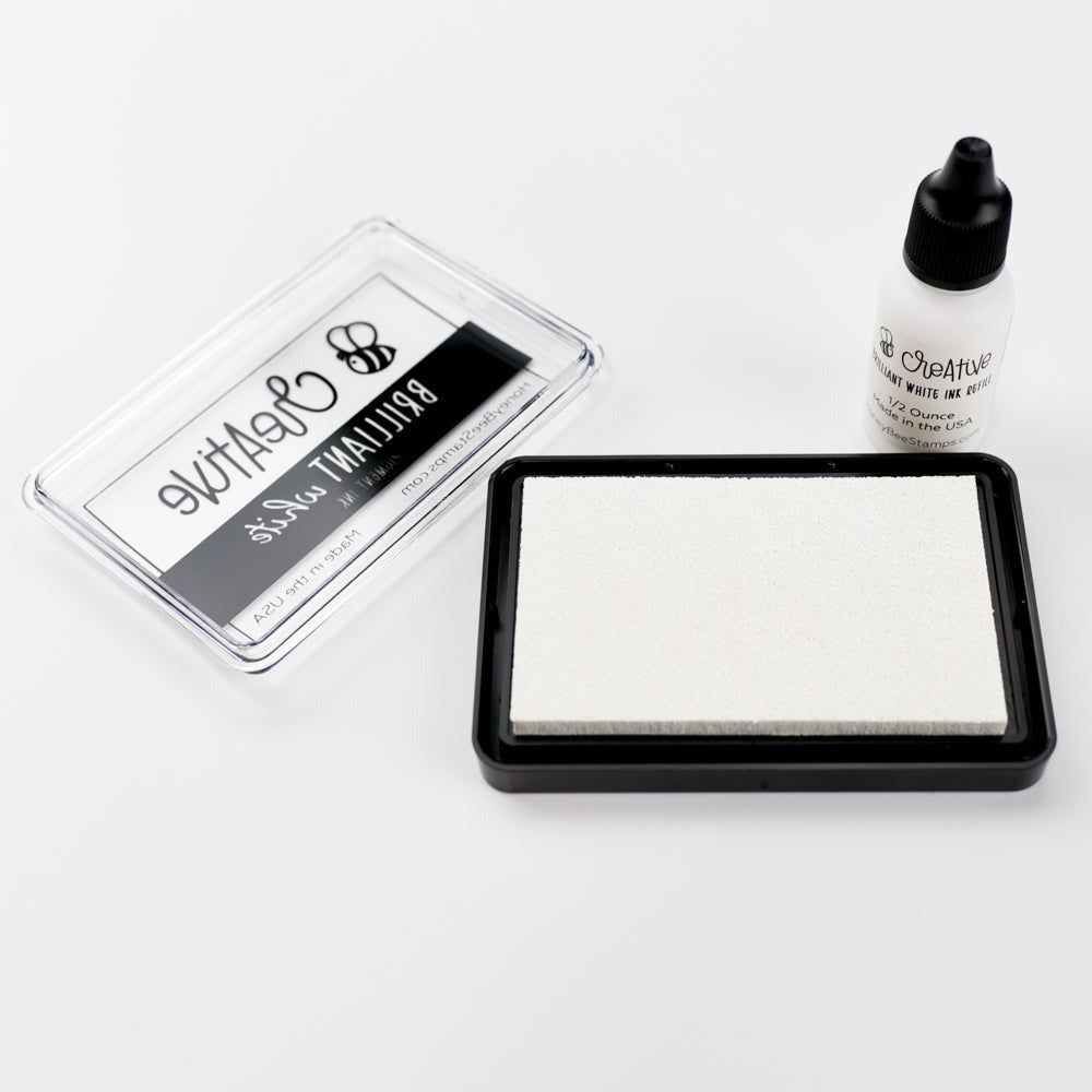 Bee Creative Ink Pad - Brilliant White Pigment Ink - Honey Bee Stamps