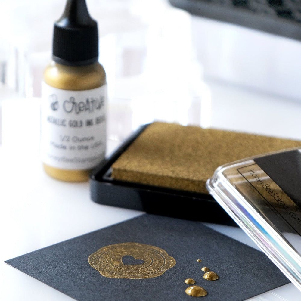 Bee Creative Ink Pad - Metallic Gold Pigment Ink - Honey Bee Stamps