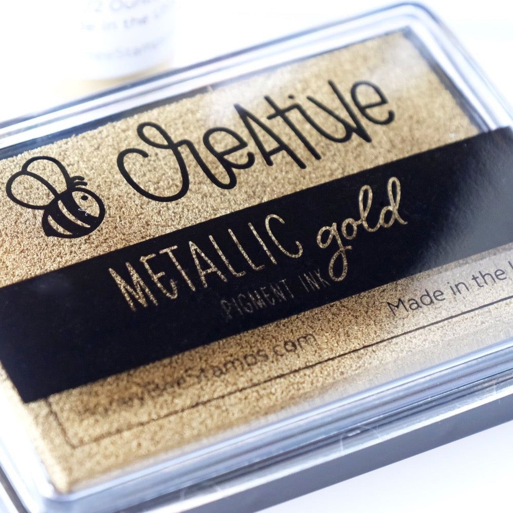 Bee Creative Ink Pad - Metallic Gold Pigment Ink - Honey Bee Stamps