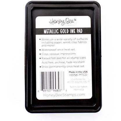 Bee Creative Ink Pad - Metallic Gold Pigment Ink - Honey Bee Stamps