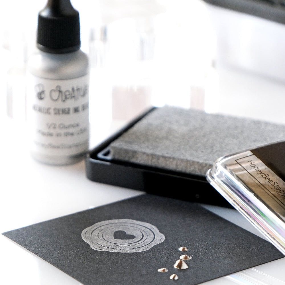 Bee Creative Ink Pad - Metallic Silver Pigment Ink - Honey Bee Stamps