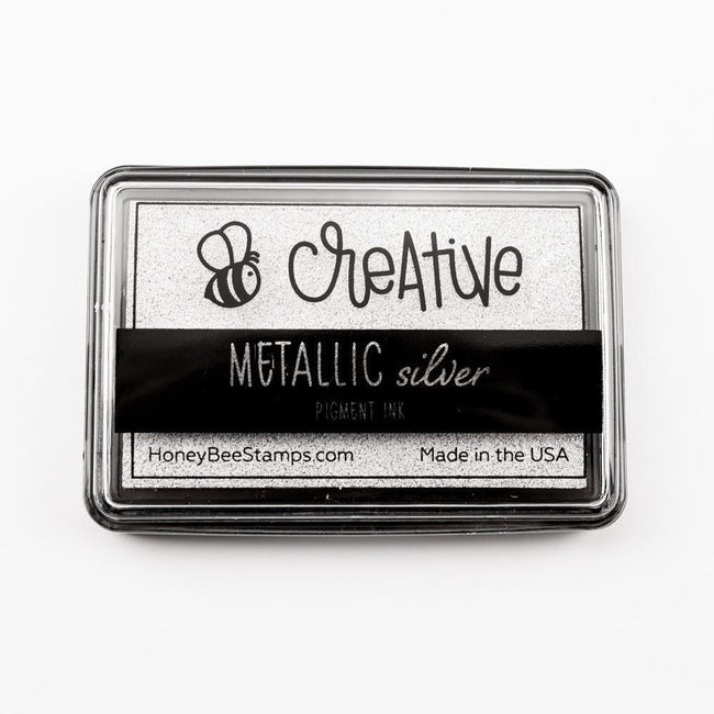 Bee Creative Ink Pad - Metallic Silver Pigment Ink - Honey Bee Stamps
