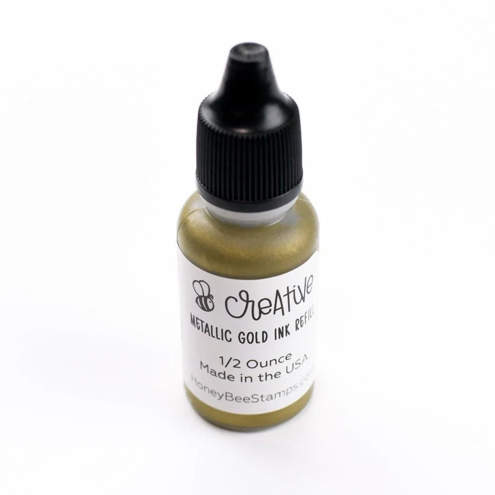 Metallic Ink Refills Bee Creative Ink Refill - Metallic Gold 1/2 Ounce Bottle – Honey Bee Stamps