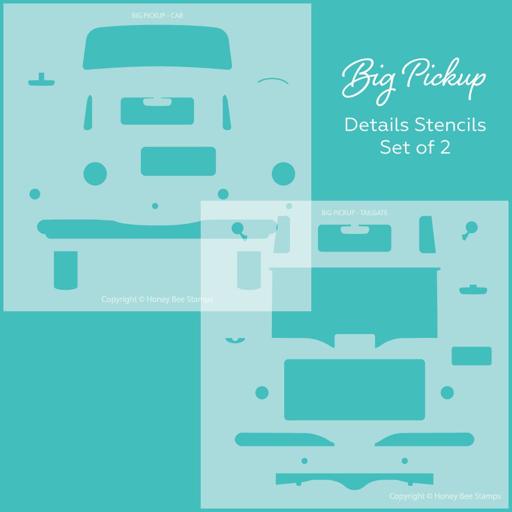 Big Pickup Details - Set of 2 - 6x6" Coordinating Stencils - Honey Bee Stamps