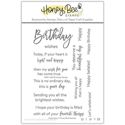 Birthday Wishes - 4x6 Photopolymer Stamp Set - Honey Bee Stamps