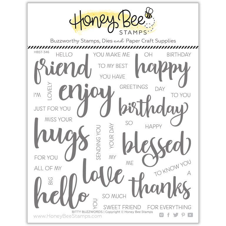 Bitty Buzzwords - 6x6 Photopolymer Stamp Set - Honey Bee Stamps