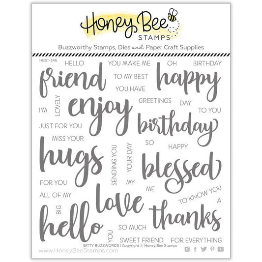 Bitty Buzzwords - 6x6 Photopolymer Stamp Set - Honey Bee Stamps