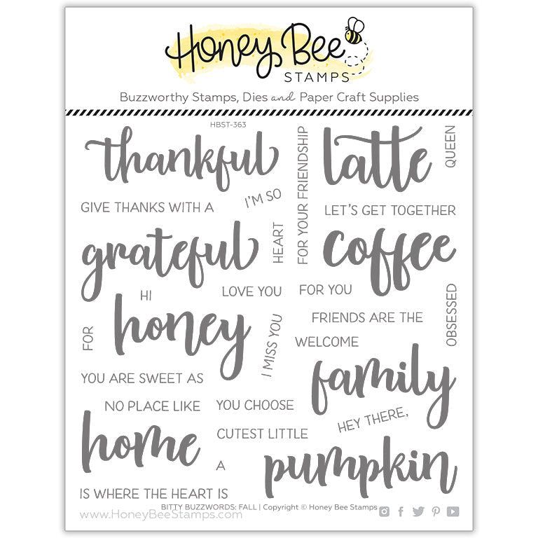 Bitty Buzzwords: Fall - 6x6 Photopolymer Stamp Set - Honey Bee Stamps