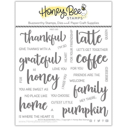 Bitty Buzzwords: Fall - 6x6 Photopolymer Stamp Set - Honey Bee Stamps