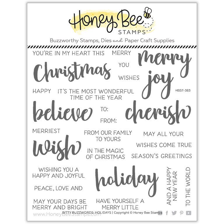 Bitty Buzzwords: Holidays - 6x6 Photopolymer Stamp Set - Honey Bee Stamps