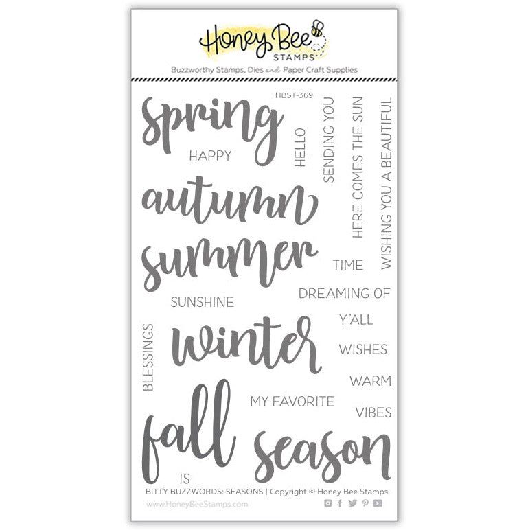 Bitty Buzzwords: Seasons - 4x6 Photopolymer Stamp Set - Honey Bee Stamps