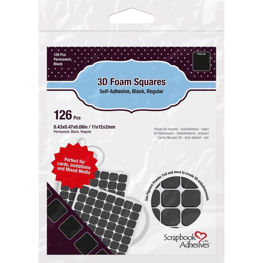 Black .5" 3D Self-Adhesive Foam Squares 126/Pkg