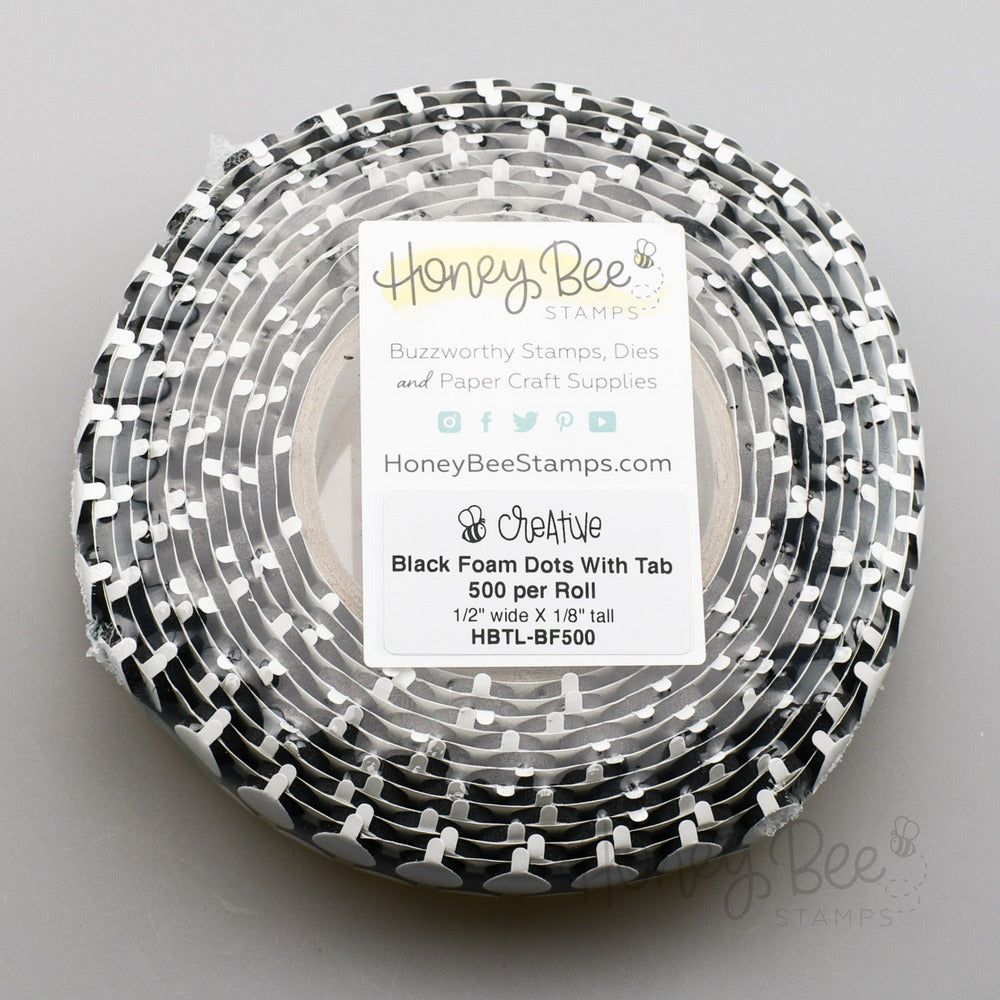 Black Foam Dots With Tab - 1/2" x 1/8" - 500pk - Honey Bee Stamps