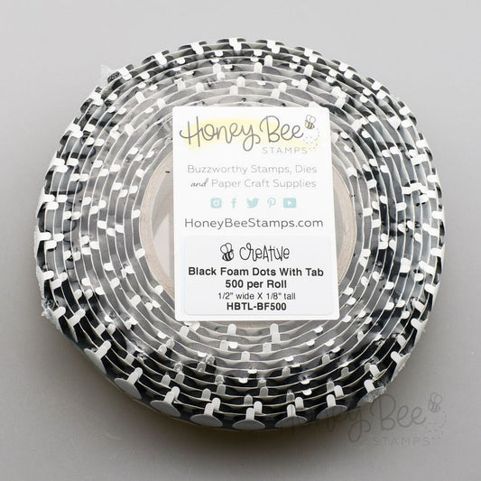 Black Foam Dots With Tab - 1/2" x 1/8" - 500pk - Honey Bee Stamps