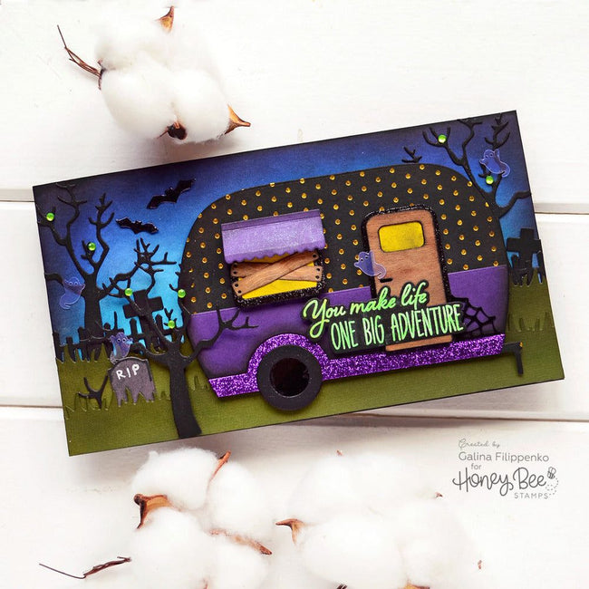 Camp Trailer Card - Honey Cuts - Honey Bee Stamps